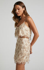 Khrizza Top - Sequin Diamond Mesh Cropped Cami Top in Gold