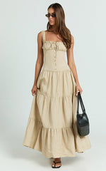 Lioness - Heart Shaped Midi Dress in Deep Wheat
