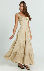 Lioness - Heart Shaped Midi Dress in Deep Wheat
