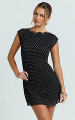 Lioness - Mariner Mini Dress in Noir Polka