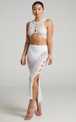 Lioness - Mayfair Lace Midi Skirt in White
