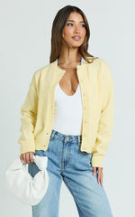 Lucille Cardigan - Button Through Scoop Neck Knit Cardigan in Lemon