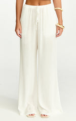 Makenna Pants - Wide Leg Crinkle Pants in White