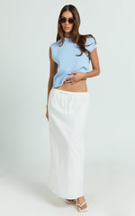 Marilou Top - Knit Off Shoulder Top in Pale Blue