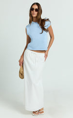 Marilou Top - Knit Off Shoulder Top in Pale Blue