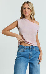 Marilou Top - Knit Off Shoulder Top in Pink