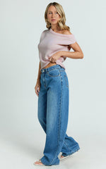 Marilou Top - Knit Off Shoulder Top in Pink