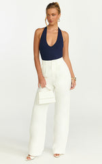 Suzanna Bodysuit - V Neck Halter Bodysuit in Navy