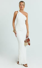 Mila Two Piece Set - One Shoulder Knot Top and Maxi Skirt Set in White