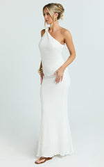 Mila Two Piece Set - One Shoulder Knot Top and Maxi Skirt Set in White