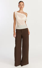 Milla Top - Georgette Asymmetric Draped Top in Cream