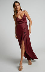 Mine Would Be You Maxi Dress - Wrap Dress in Wine