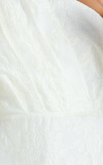 Nadette Midi Dress - One Shoulder Pleated Tiered Dress in White