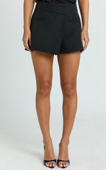 Noemi Skort - High Waist Faux Wrap Mini Skort in Black