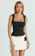 Ophelia Top - Square Neck Jersey Top in Black