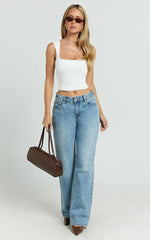 Ophelia Top - Square Neck Jersey Top in Off White