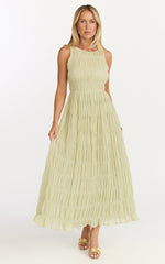 Paloma Midi Dress - Ruched Shift Dress in Sage