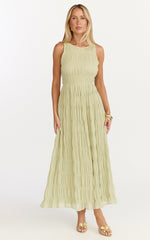 Paloma Midi Dress - Ruched Shift Dress in Sage