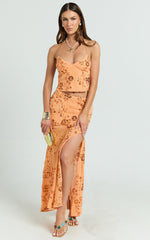 Petunia Top -  Sequin Halter Neck Top in Orange