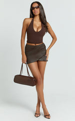Rachel Top - Halter Fitted Top in Chocolate