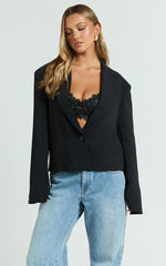 Remy Blazer - Oversized Boxy Short Blazer in Black