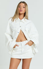 Richelle Jacket - Contrast Stitch Oversized Jacket With Contrast Stitch Detail in Off White
