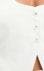 Romeo Top - Scoop Neck Button Down Vest in White
