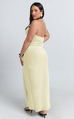 Ruby Maxi Dress - Halter Scoop Neck Low Back Bodycon Dress in Lemon