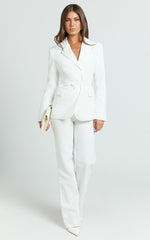 Sally Pants - Mid Waisted Straight Leg Tailored Pants in White