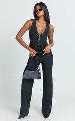 Sally Top - V Neck Hook Corset Top in Black