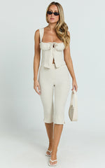 Susannah Top - Ruched Square Neck Bustier Top in Cream