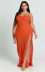 Talia Maxi Dress - Cowl Neck Low Back Dress in Orange