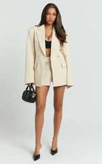 Tessa Skort - Low Rise Belted Skort in Beige