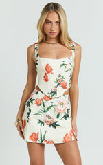 Tracey Top - Paneled Front Lace Back Corset Top in Rustic Floral