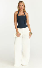 Tyler Top - Adjustable Halter Fitted Top in Navy