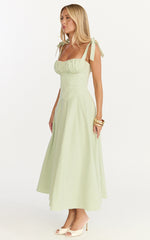 Vionette Midi Dress - Halter Neck Ruched Bust Corset Dress in Sage