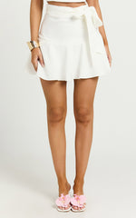 Virginia Skort - Tie Side Skater Skort in Off White