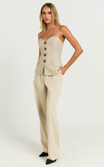 Wesley Top - Strapless Sweetheart Longline Vest Top in Oatmeal