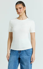 Whitney Tee Shirt - High Crew Neck in White