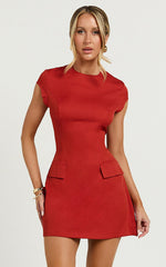 Wyatt Mini Dress -  Short Sleeve A Line Dress in Red