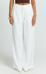 Xandria Pants - Double Pleated Wide Leg Pants in White