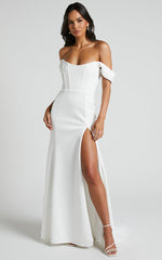 Ynes Bridal Gown - Off Shoulder Corset Split Gown in Ivory