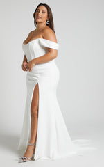 Ynes Bridal Gown - Off Shoulder Corset Split Gown in Ivory
